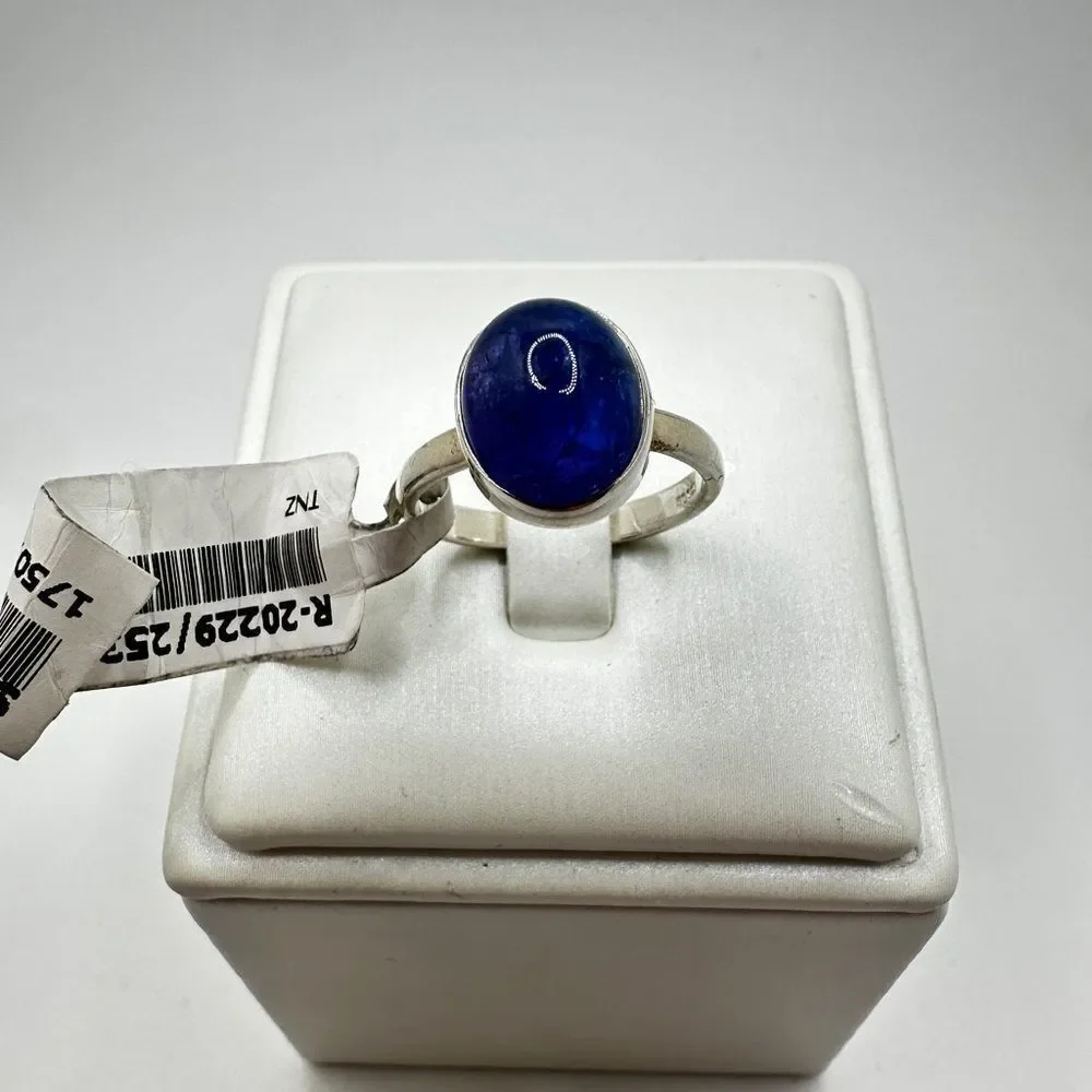 NWT‎ 9x11mm oval cut Tanzanite cabochon solitaire ring in sterling silver!